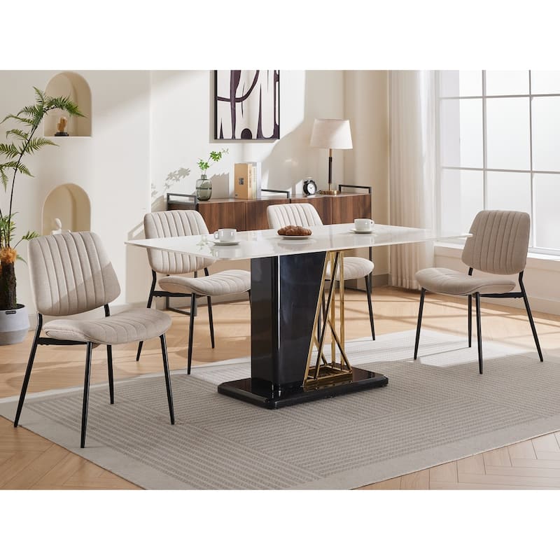 GDFStudio Modern Armless Upholstered Dining Chairs with Metal Legs