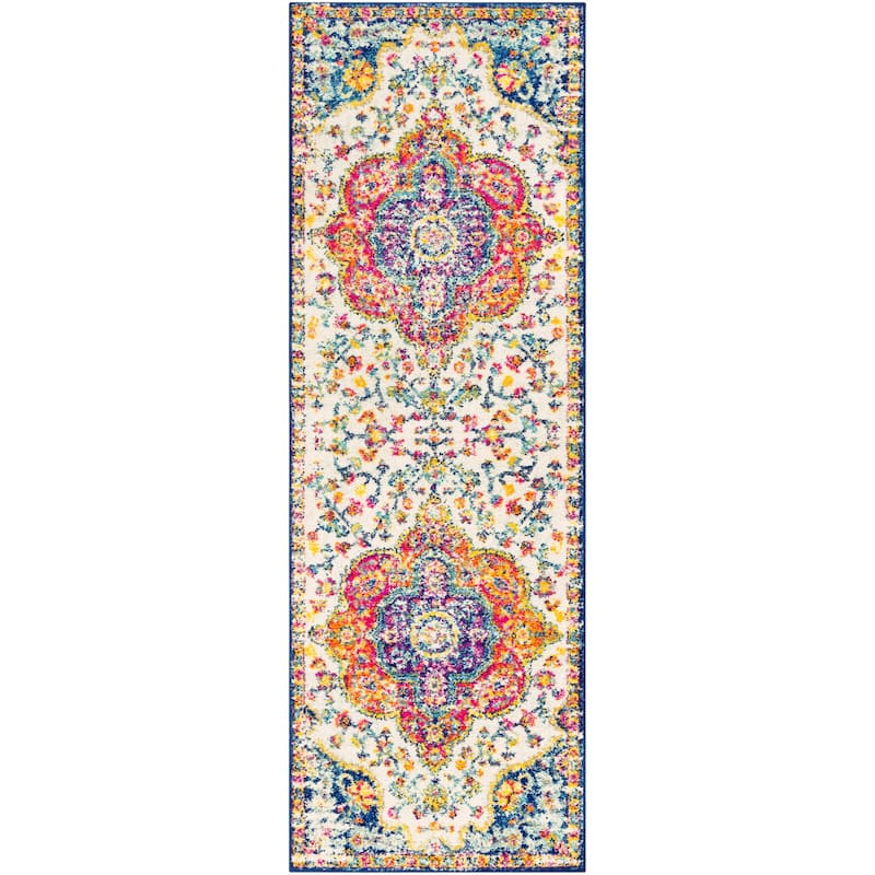 Livabliss Hal Vintage Boho Traditional Pink Medallion Area Rug