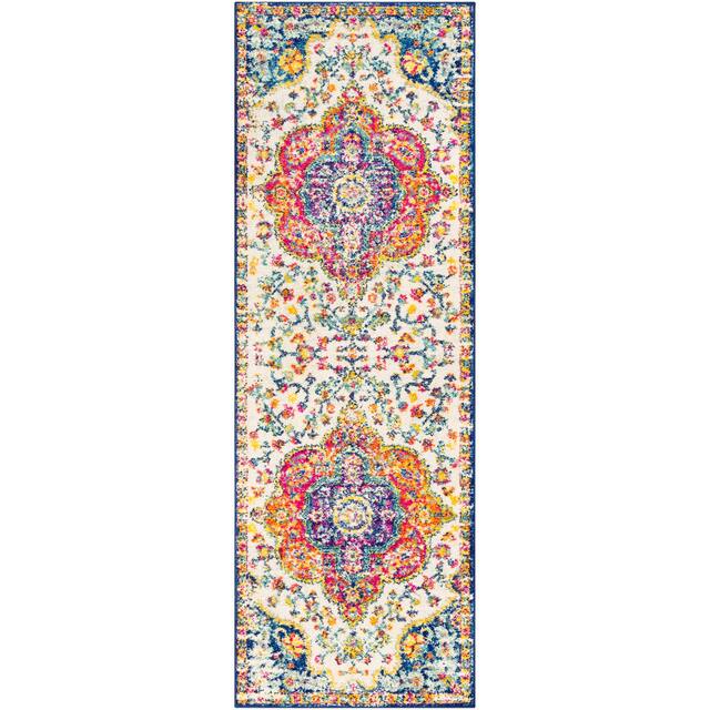 Hal Vintage Boho Traditional Pink Medallion Area Rug