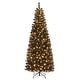 preview thumbnail 1 of 11, Gymax 6/7 FT Pre-lit Black Christmas Tree Artificial PVC Slim Pencil - See details 7 Foot
