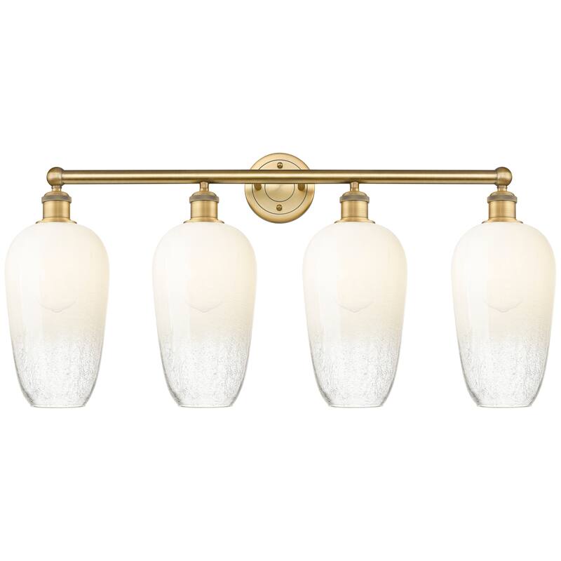 Innovations Lighting Endless Possibilities Edison - Brookhaven Flute - 4 Light 34" Bath Vanity Light - Brushed Brass/Opal