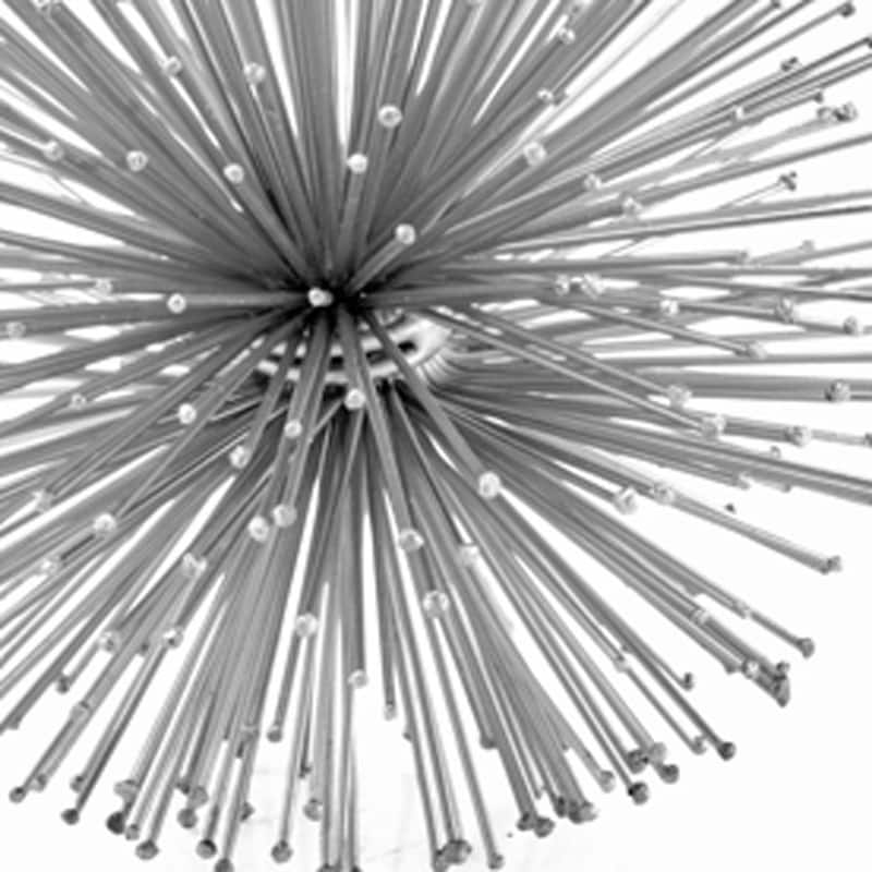 HomeRoots 6" Silver Iron Decorative Urchin Spiky Sphere Tabletop Sculpture - 6' X '6' X '6