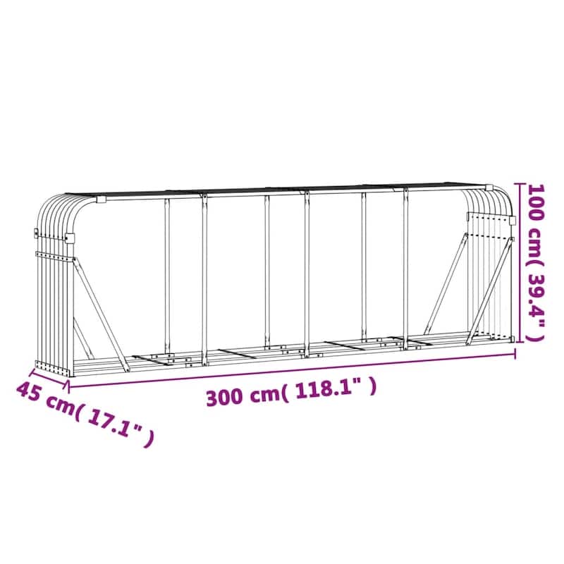 vidaXL Log Holder Outdoor Indoor Storage Firewood Rack Stand Galvanized Steel