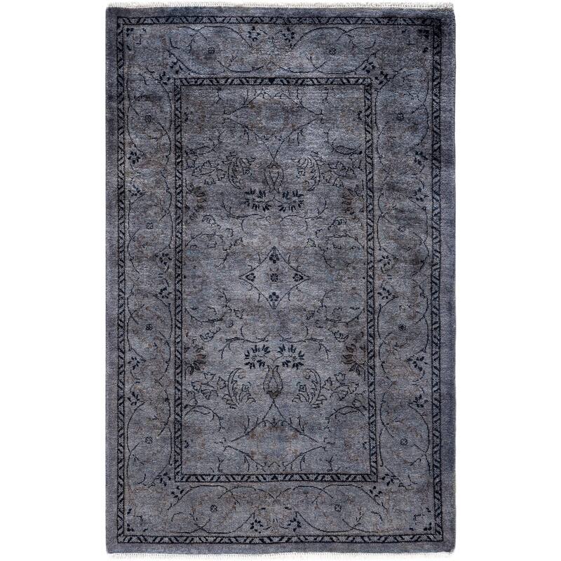 Overdyed One-of-a-Kind Hand-Knotted Area Rug - Gray - 2' 8" x 4' 2"