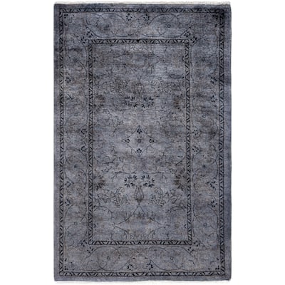 Overdyed One-of-a-Kind Hand-Knotted Area Rug - Gray - 2' 8" x 4' 2"