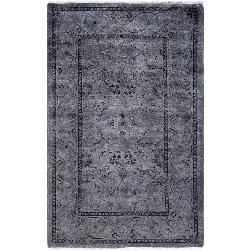 Overdyed One-of-a-Kind Hand-Knotted Area Rug - Gray - 2' 8" x 4' 2"