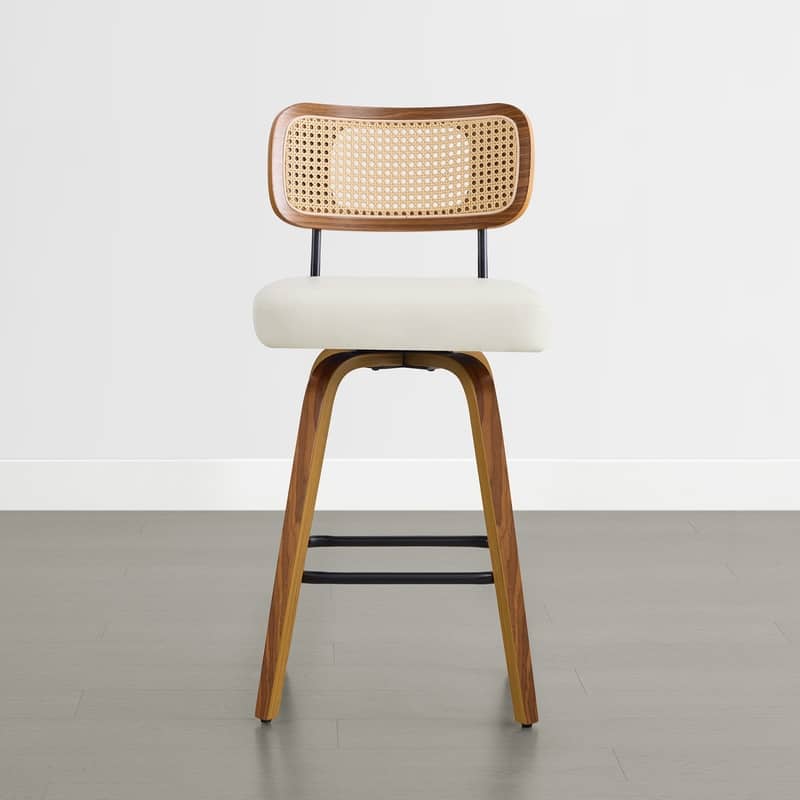 Spruce & Spring 26" Swivel Bar Stool with Bentwood Back or PE Rattan Back