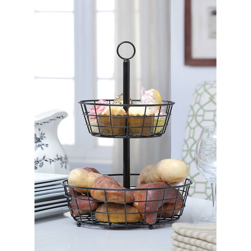 SunnyPoint Tabletop 2-Tier Countertop Fruit Basket Stand