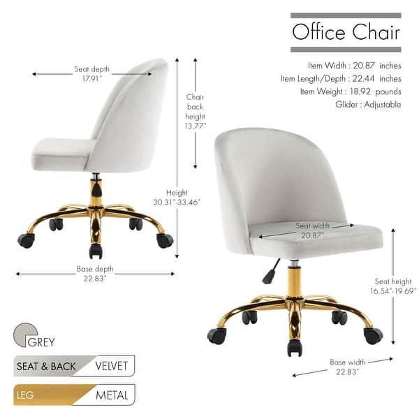 Porthos Home Louie Armless Velvet Desk Chairs Gold Chrome Legs On Sale Overstock 31284556