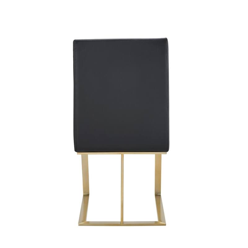 Brass/Gray Faux Leather Upholstered Metal Frame Dining Chair, Sturdy Dining Chair for Dining Rooms - 17.5