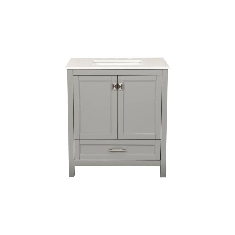Bathroom Vanity with Sink, Storage Cabinet with Marble Countertop, Bathroom Vanities with Soft Close Doors and Large Drawer