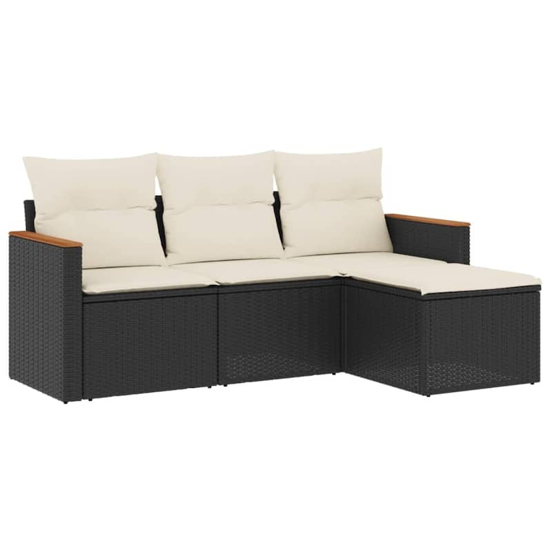 vidaXL Patio Sofa Set with Cushions Outdoor Conversation Furniture Poly Rattan - 21.7 x 21.7 x 14.6 in