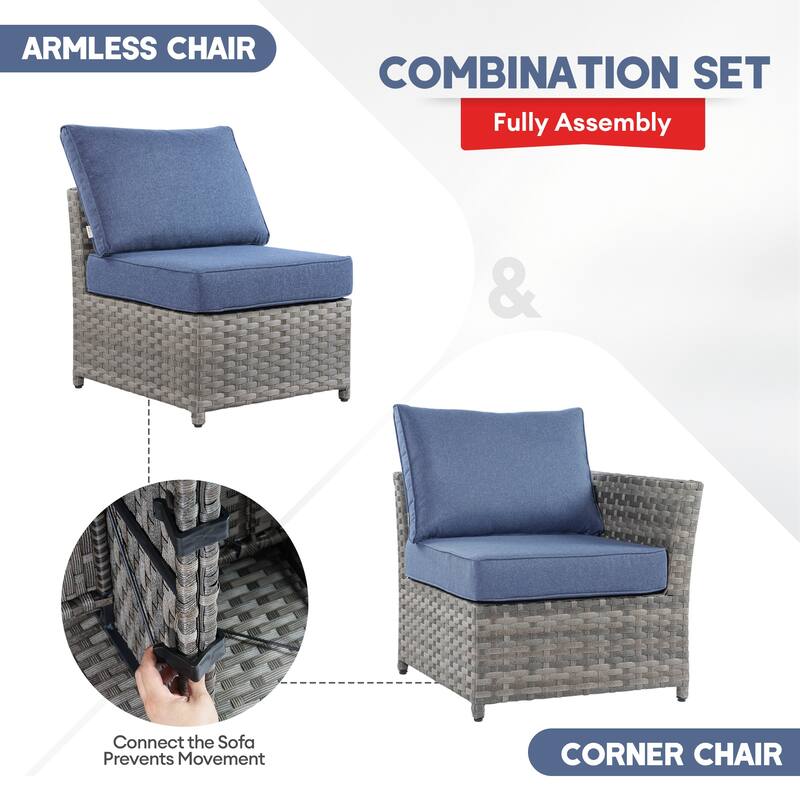 XIZZI 7-piece Outdoor Patio Furniture Rattan Wicker Conversation Set