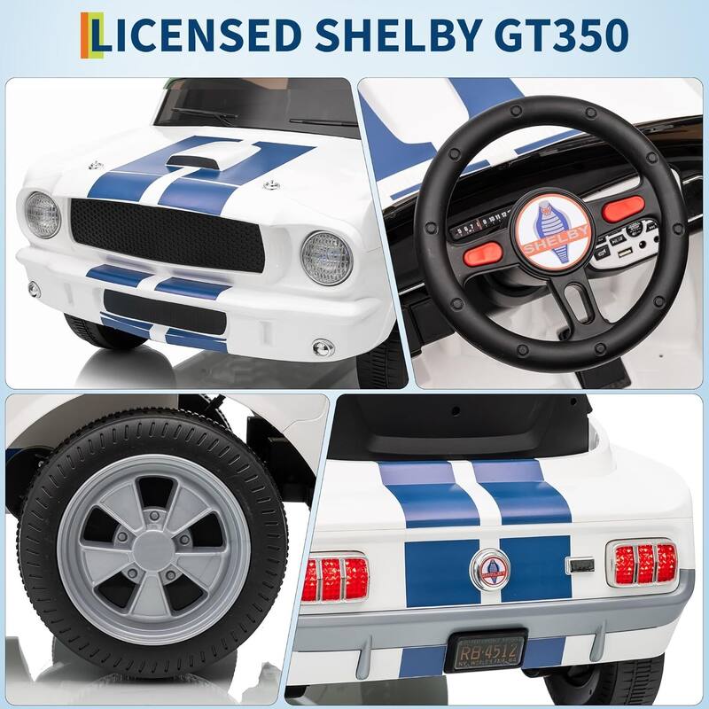 12v Electric Vehicle Licensed Shelby GT350 Ride on Car Toy for Kids Best Gifts