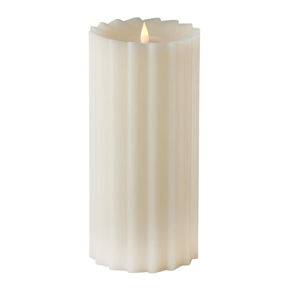 Sutton Fluted Motion Flameless Candle 5x11 Ivory