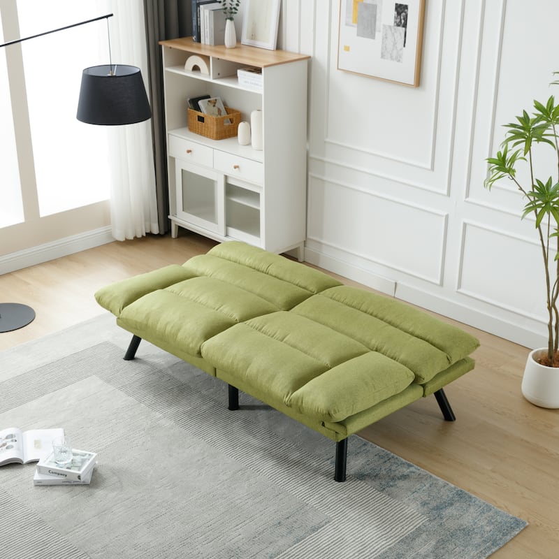 70.08" 2-Seater Sofa Bed, Linen, Microsuede, Teddy