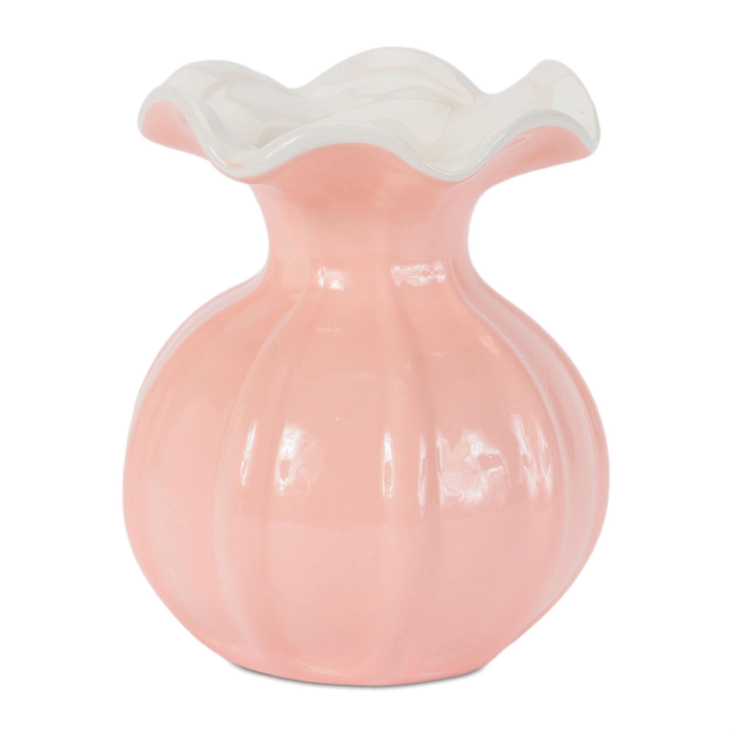 Ribbed Ruffle Rim Vase (Set of 2)