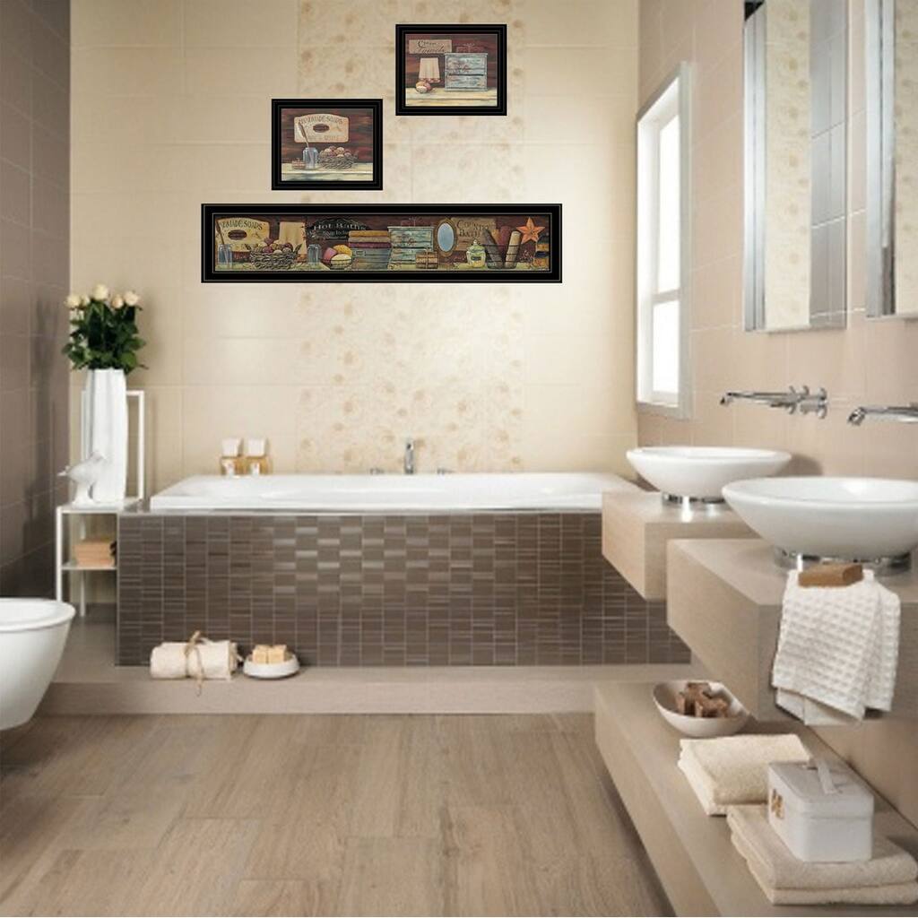 TrendyDecor4U Contemporary "COUNTRY BATH 1" 3-Piece Vignette by Pam Britten