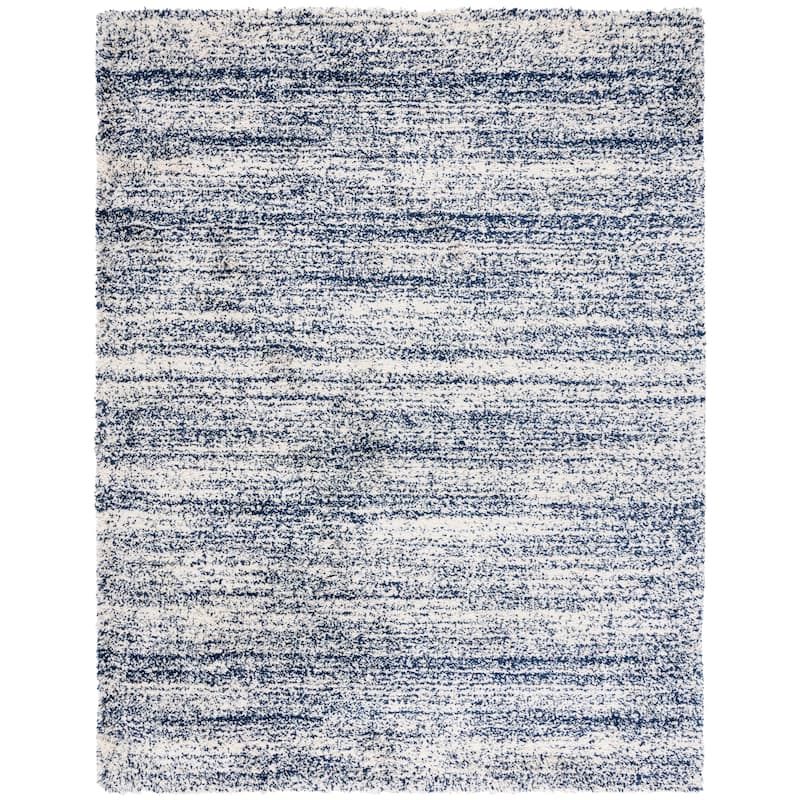 SAFAVIEH Hudson Shag Justine Modern 2-inch Thick Rug - 11' x 15' - Ivory/Navy - Rectangle