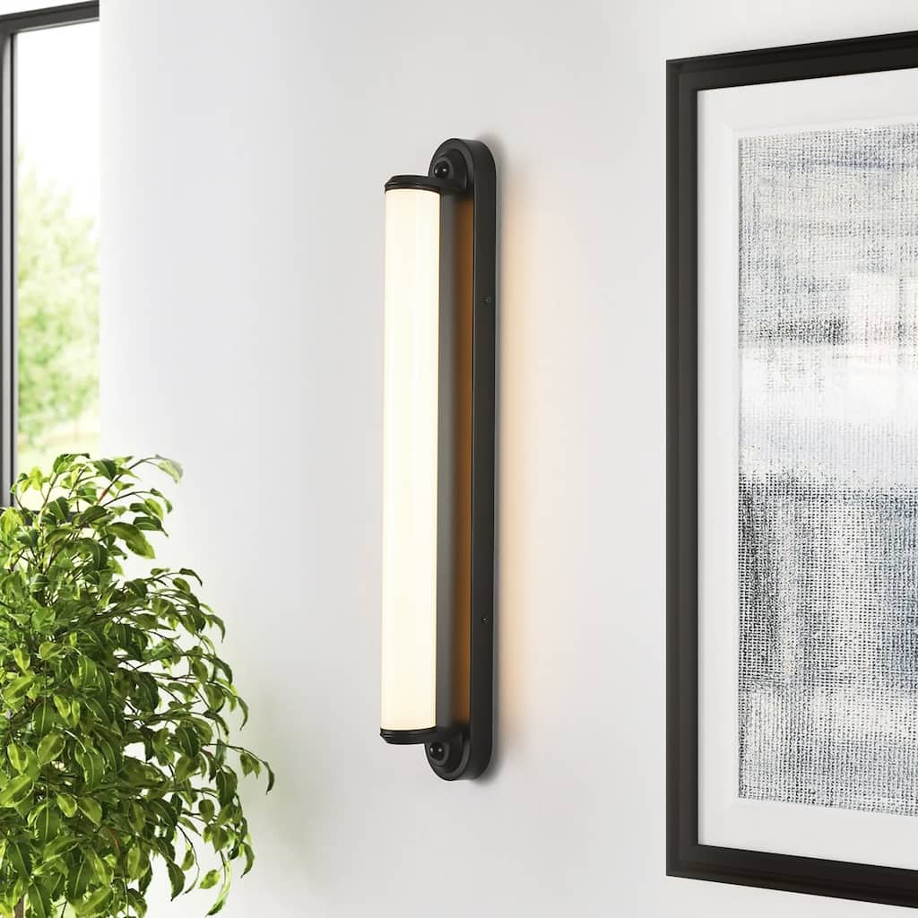 24" Modern Black/Gold LED Wall Sconce - 11W 3000K Warm Light, Linear Fixture for Bedroom & Hallway