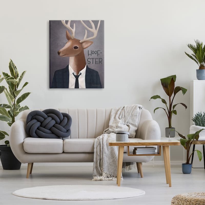 Stupell Hoof-Ster Witty Deer Stag Wearing Suit Necktie Canvas Wall Art ...