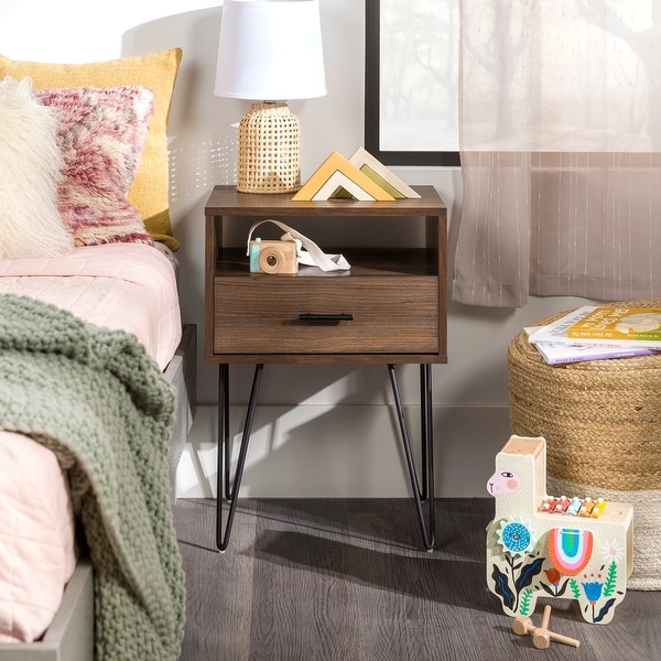 Middlebrook 18 inch 1 drawer Hairpin Nightstand