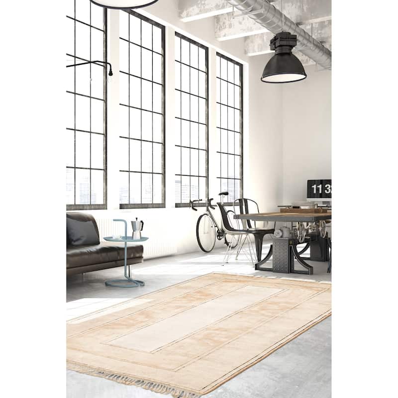 ECARPETGALLERY Hand-knotted Color Transition Ivory Wool Rug - 3'10 x 6'2