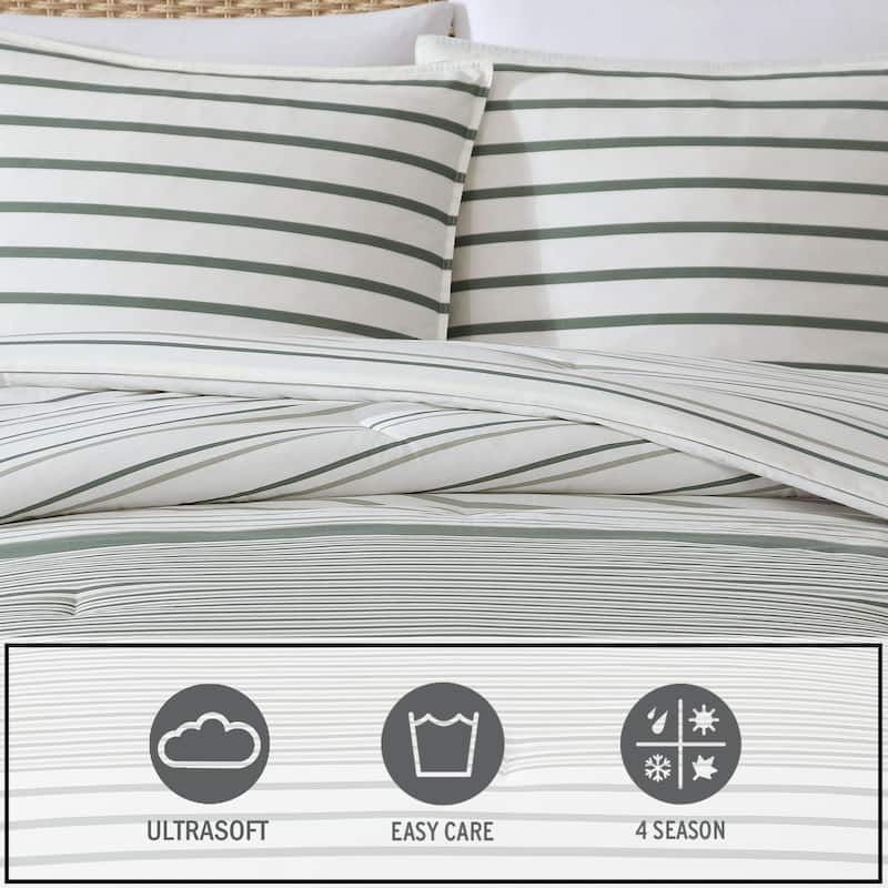 Eddie Bauer Cooper Stripe Cotton Reversible Comforter Set