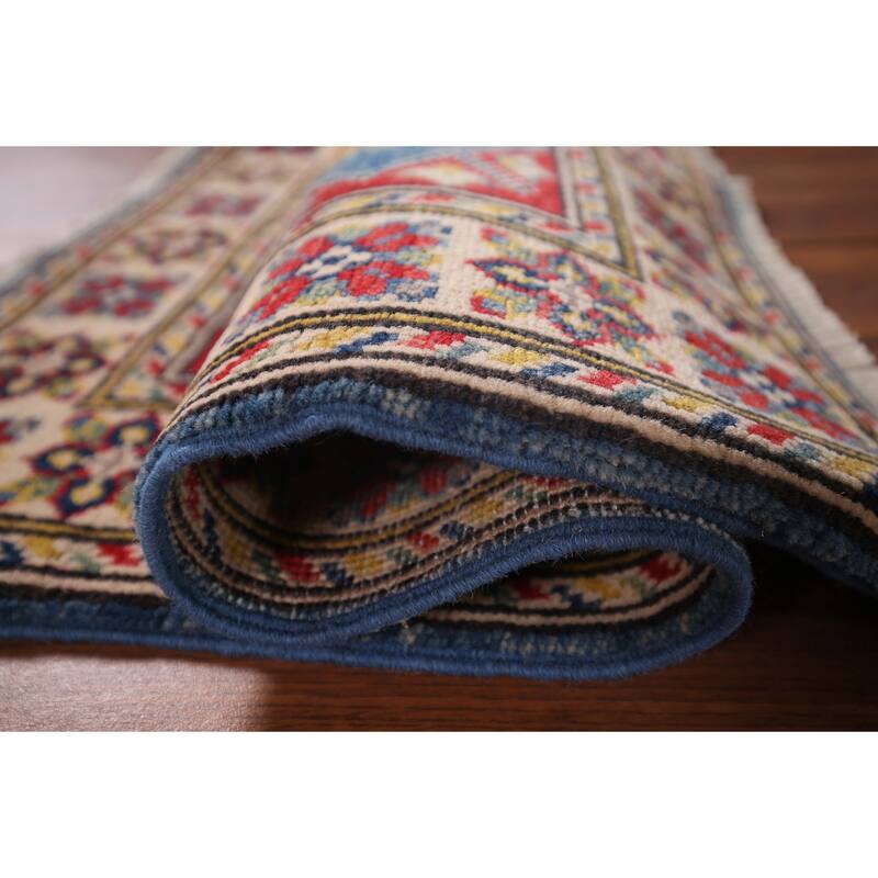 Blue Kazak Oriental Accent Rug Handmade Wool Carpet - 2'1"x 2'10"
