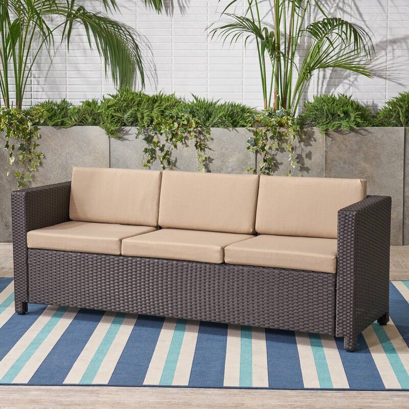 Puerta Outdoor (PE) Wicker 3 Seater Sofa by Christopher Knight Home