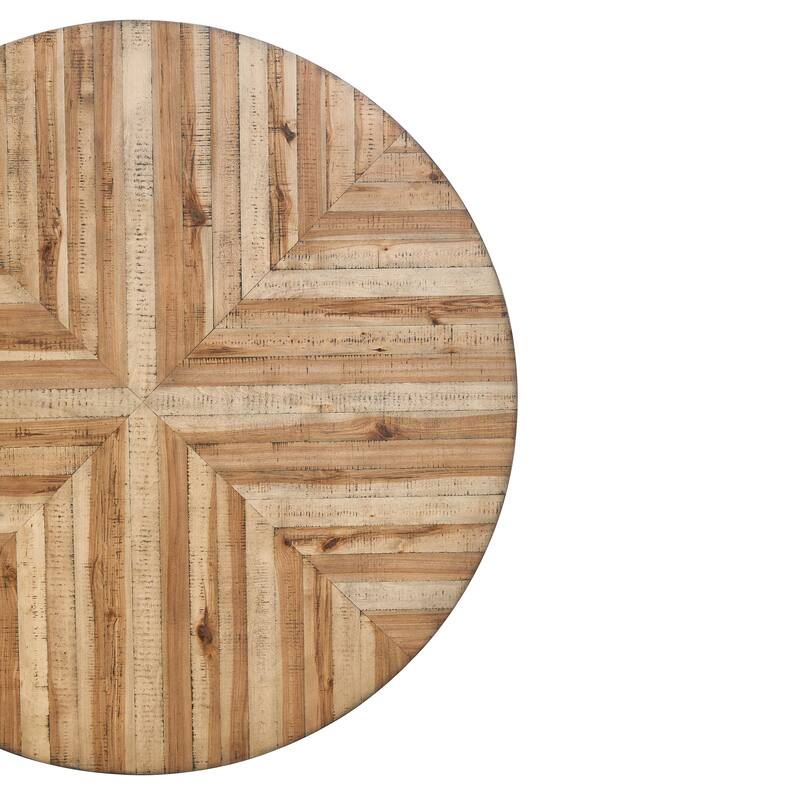 Roomfitters Modern Round Dining Table with Splayed Metal Trestle Legs, Light Birch Finish