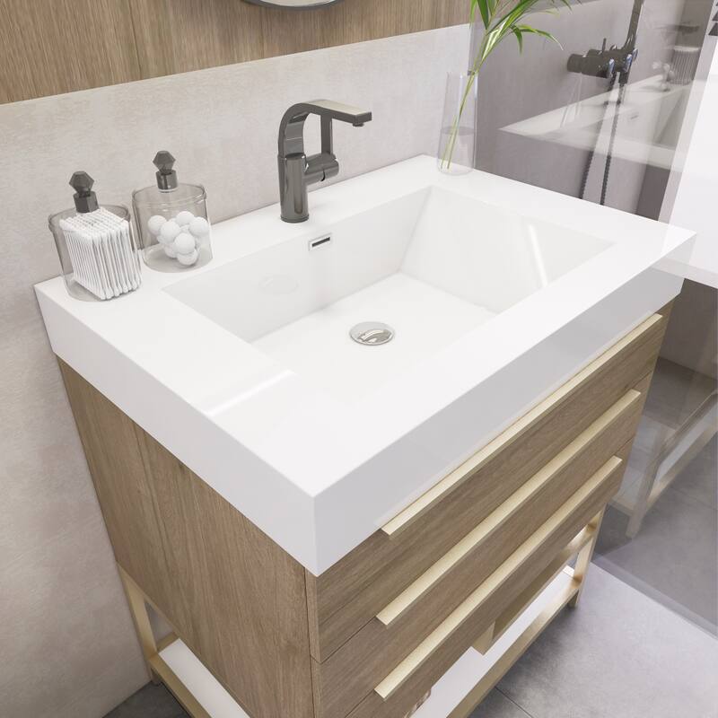 Noble 30" Free Standing Vanity with Reinforced Acrylic Sink - 30" Width