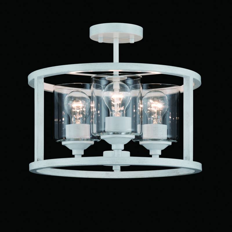 Acroma 3-light White Modern Farmhouse Semi-Flush Mount Ceiling Light