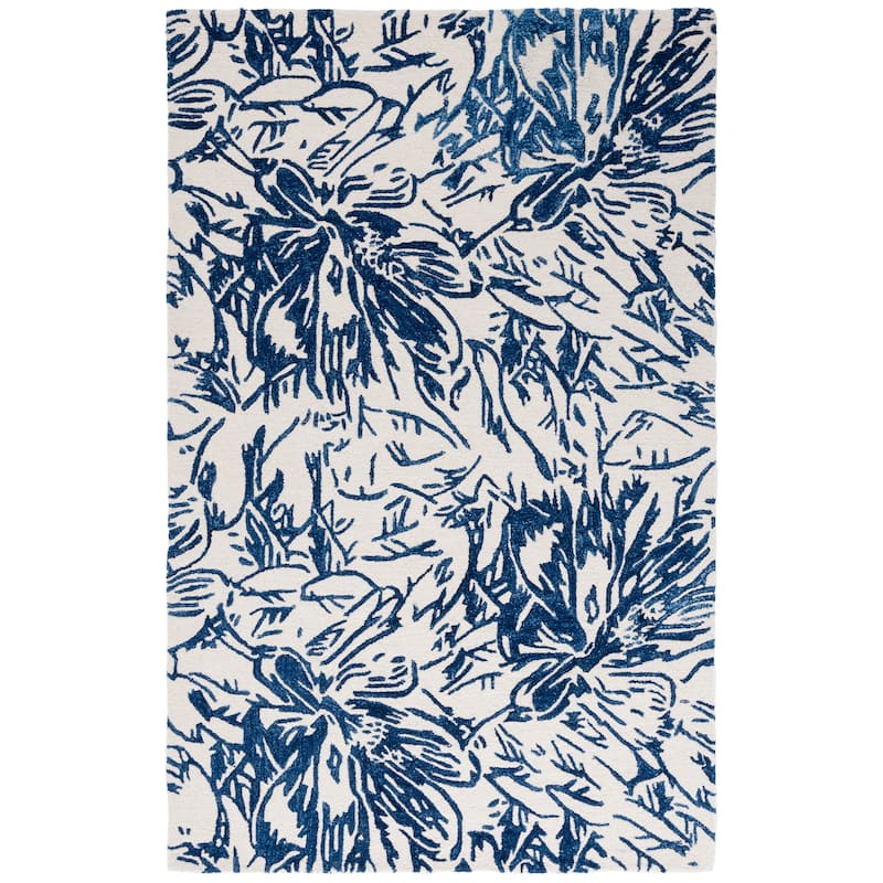 SAFAVIEH Handmade Jardin Antonella Country Wool Rug - 6' x 9' - Ivory/Blue