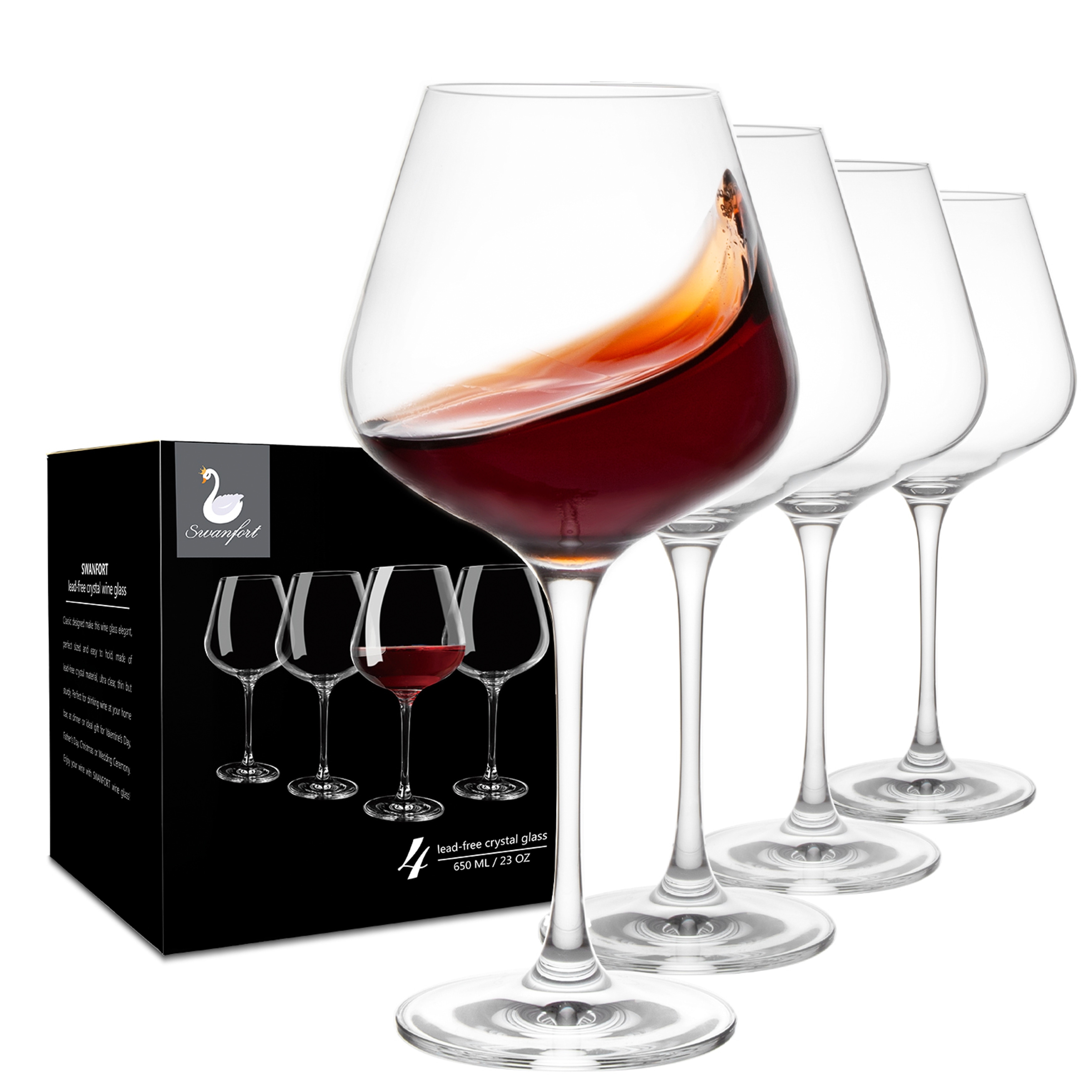 Swanfort Red Wine Glasses, 23 oz Large Wine Glasses Set of 4 - Bed Bath &  Beyond - 34832739