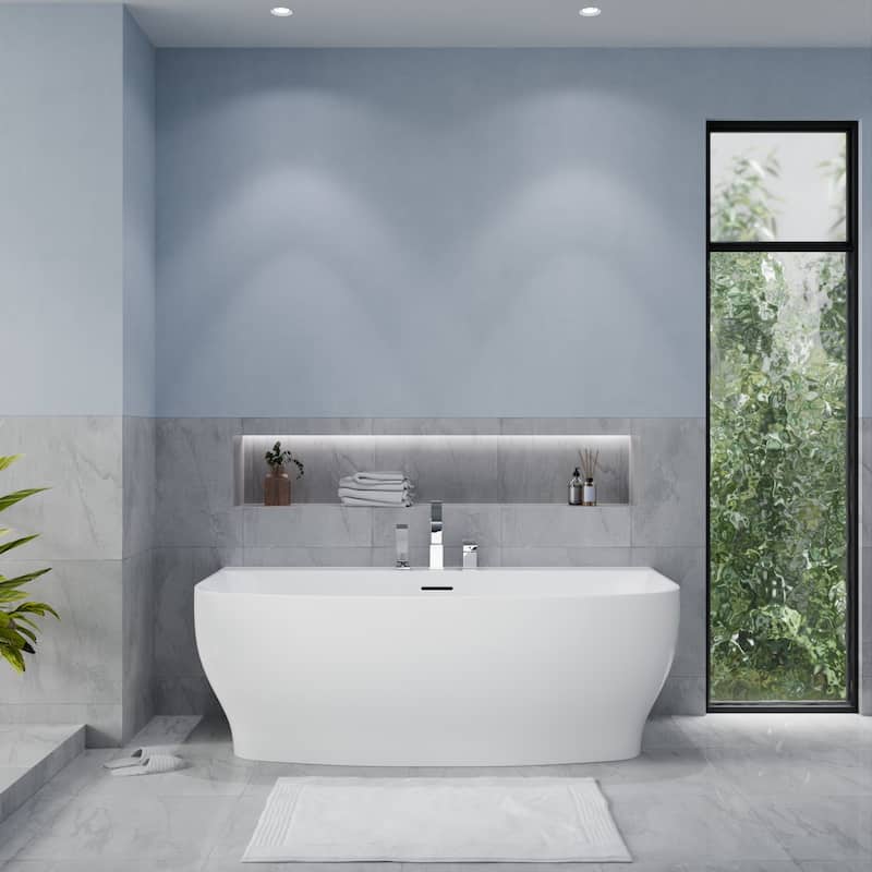 ANZZI Bank Series 5.41 ft. Freestanding Bathtub in White