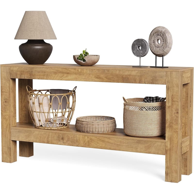 63-Inch Long Console Table for Living Room, Farmhouse Wood Entryway Table for Sofa, Entry, Hallway - 13.8" W x 63" L x 33.5" H