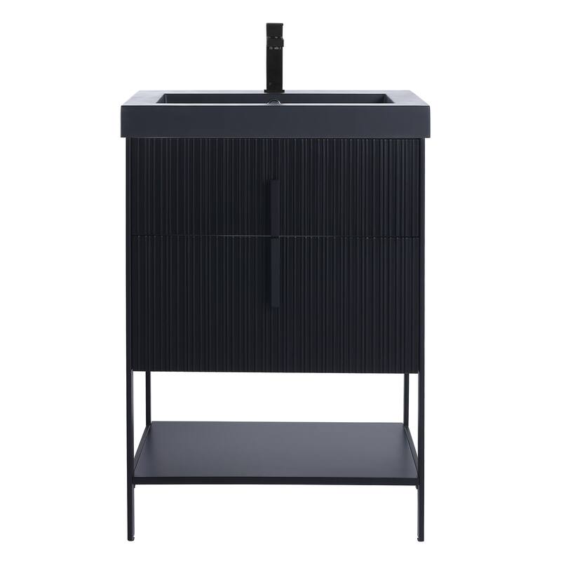 Fine Fixtures Serenity Modern Bathroom Vanity with Black Sintered Stone Top