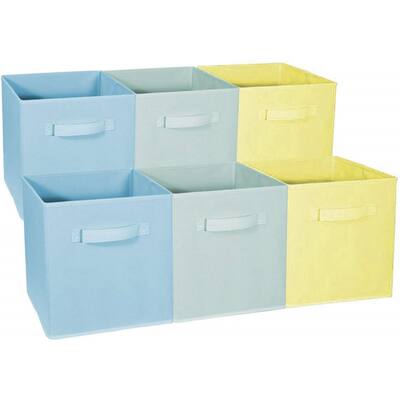 Home Storage Bundle - Pastel Drawer and Closet Bins, Blue, Green, Yellow (6 Pack)