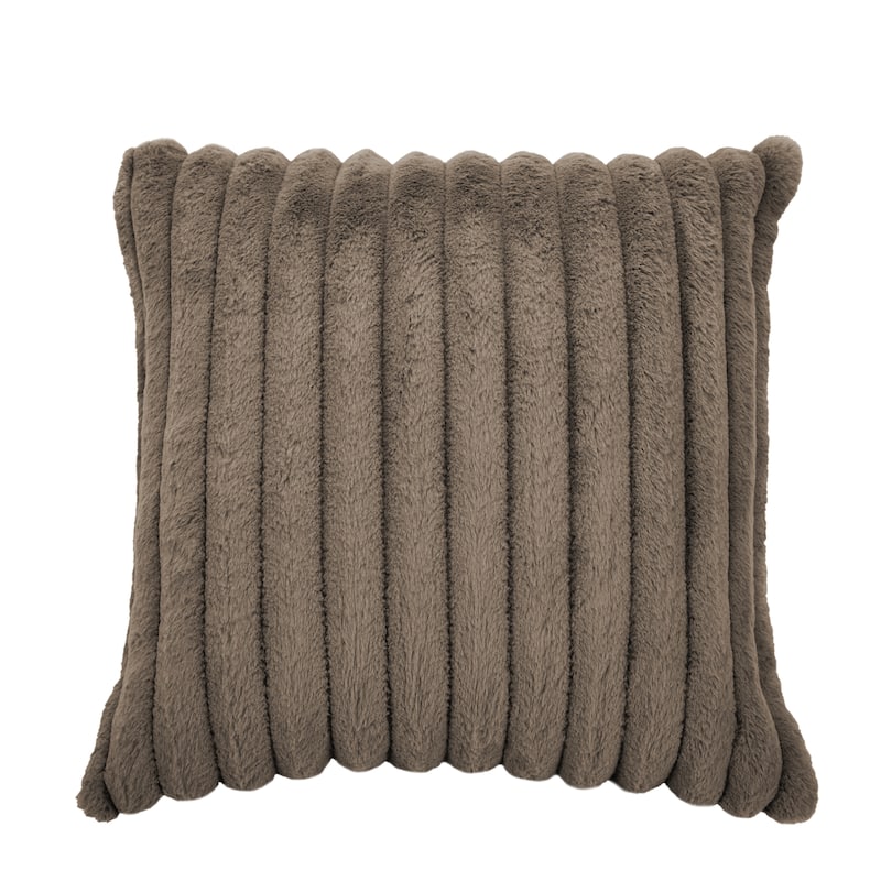 Modern Stripe Faux Fur Square Throw Pillows (Set of 2)