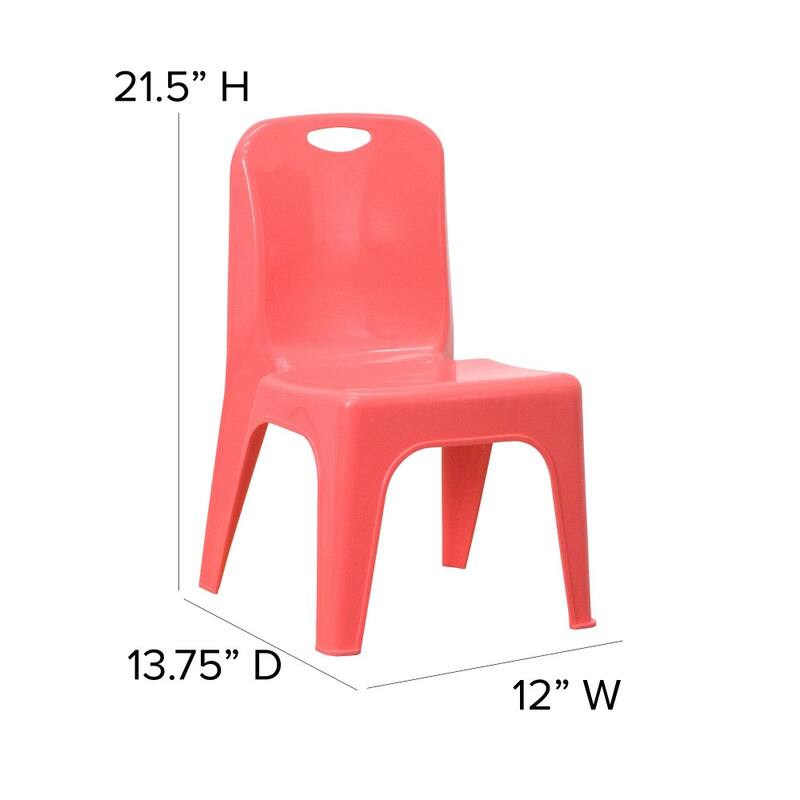 10 Pack Plastic Stackable School Chair with Carrying Handle and 11'' Seat Height - 13.75"D x 12"W x 21.5"H