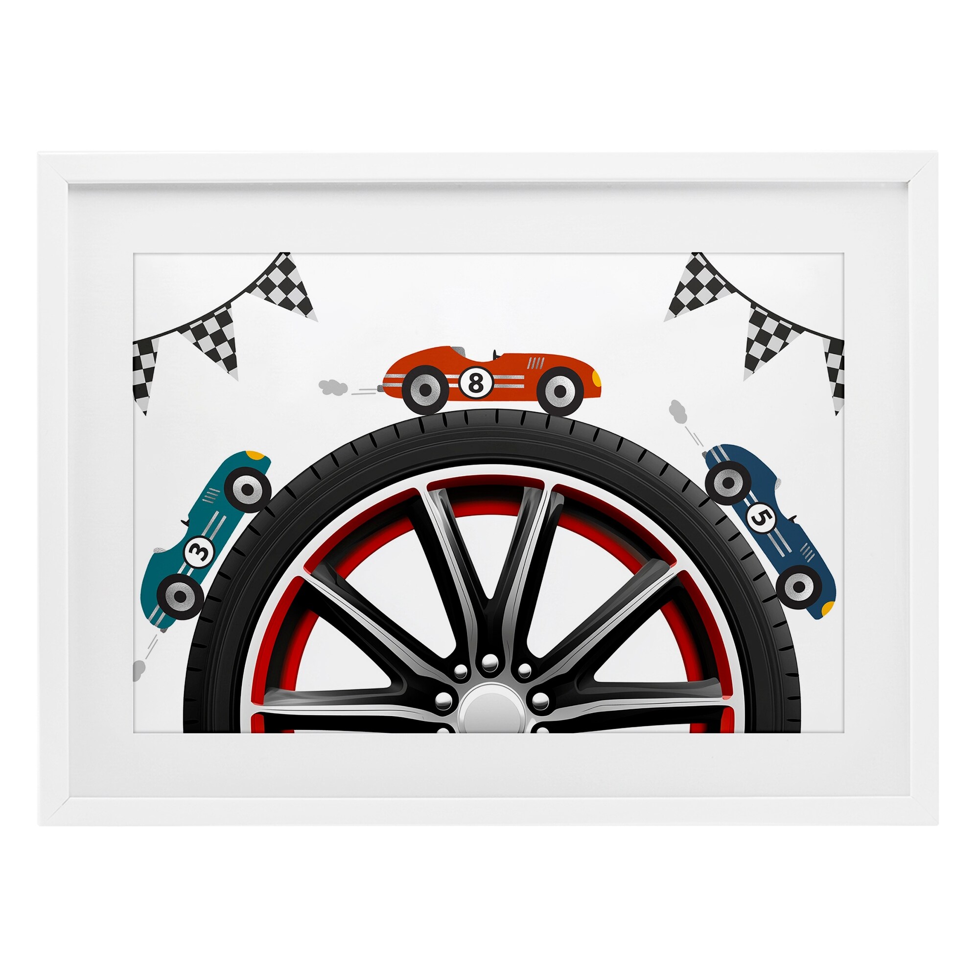 Stupell Racing Around Wheel Under Glass Framed Design By Christine Simpson Art