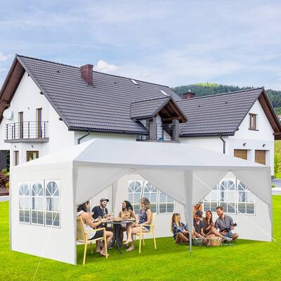 Six Sides Two Doors Waterproof Tent with Spiral Tubes, White