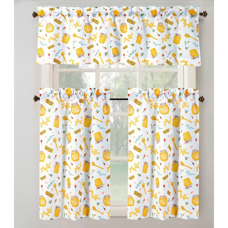 Honey Tribeca Textured Kitchen Curtain Set