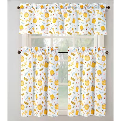Honey Tribeca Textured Kitchen Curtain Set