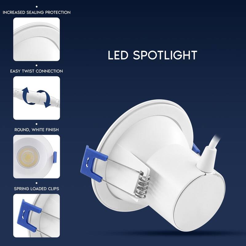 Luxrite 3 in. LED Recessed Ceiling Light J-Box 8W 5CCT 840 Lumens Dimmable Wet Rated IC Rated