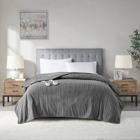 Ribbed Micro Fleece Heated Blanket by Serta