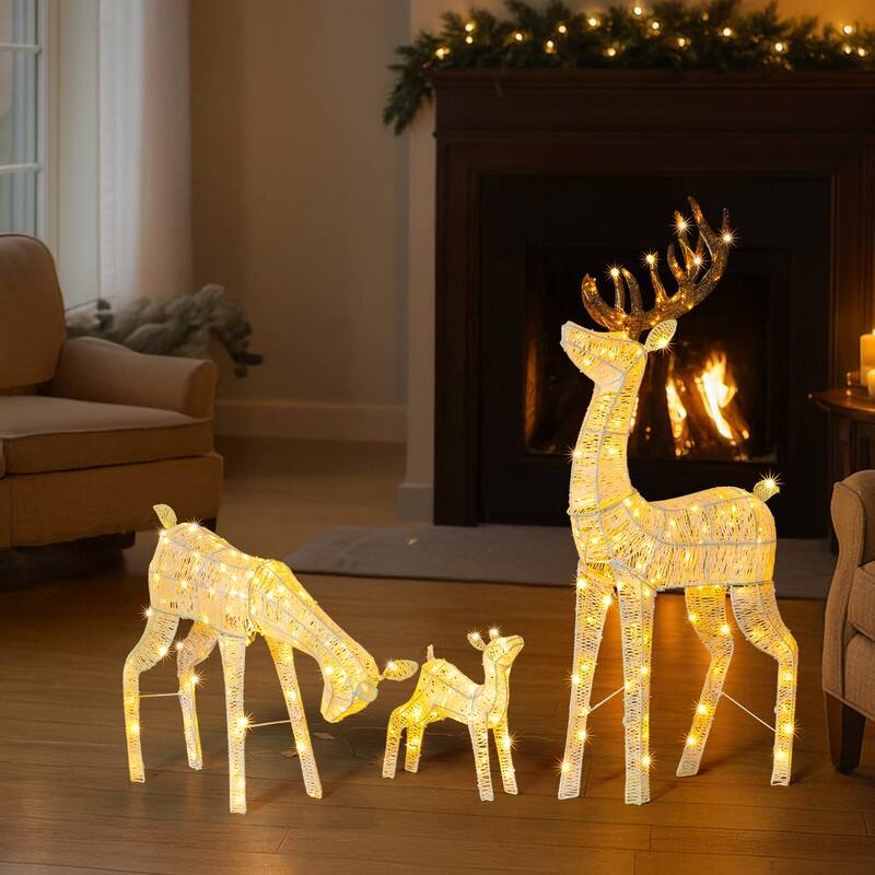 3-Piece Lighted Christmas Reindeer Family Set Outdoor Decorations - Reindeer
