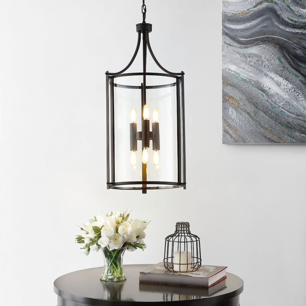 SAFAVIEH Lighting Sunitha 6-Light Led Adjustable Pendant - 15" W x 15" L x -35.5 107.5" H