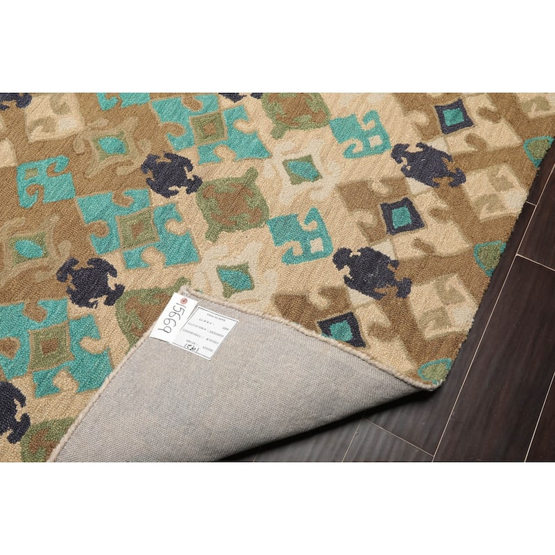 Hand Tufted 100% Wool Oriental Area Rug Beige,Brown Color